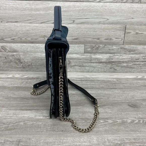 ZARA CITY BAG Blue Animal Print WITH CONTRASTING LEATHER STRAP - Picture 3 of 12